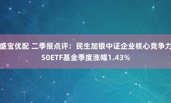 盛宝优配 二季报点评：民生加银中证企业核心竞争力50ETF基金季度涨幅1.43%