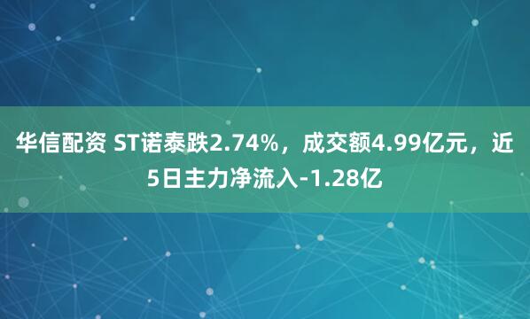 华信配资 ST诺泰跌2.74%，成交额4.99亿元，近5日主力净流入-1.28亿